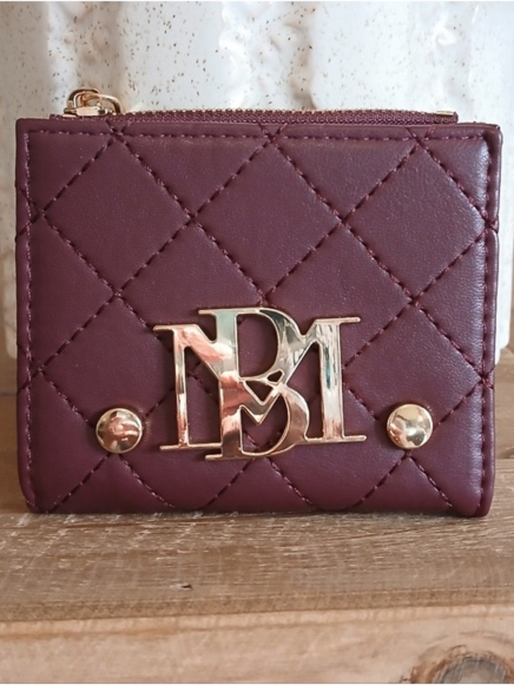 Badgley Mischka Quilted Burgundy Wallet